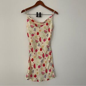 Peppermayo Cream Slip Satin Fruit Dress